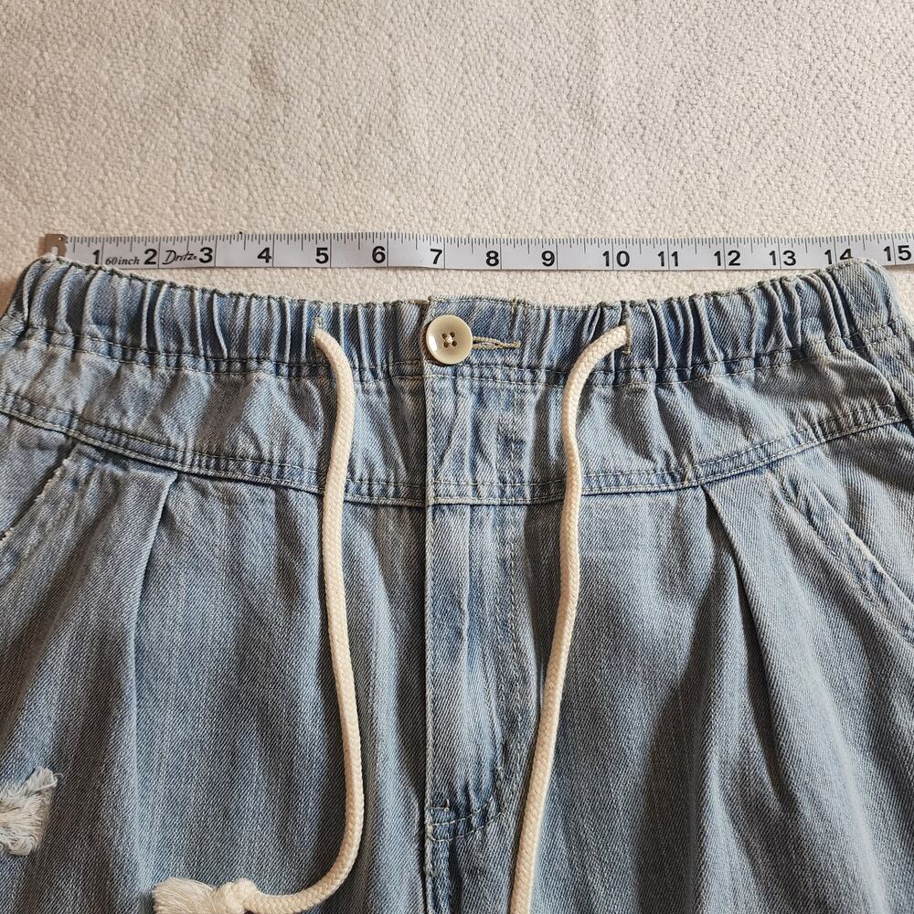 Easel Women's L Denim Joggers Distressed Light Blue Elastic Waist Relaxed Boho - Picture 5 of 6